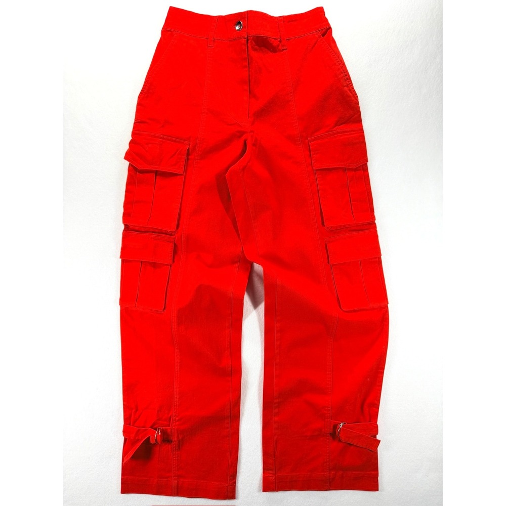 NEW The Drop Red Cargo Pants Adjustable Hem Utility Wide Leg Size S